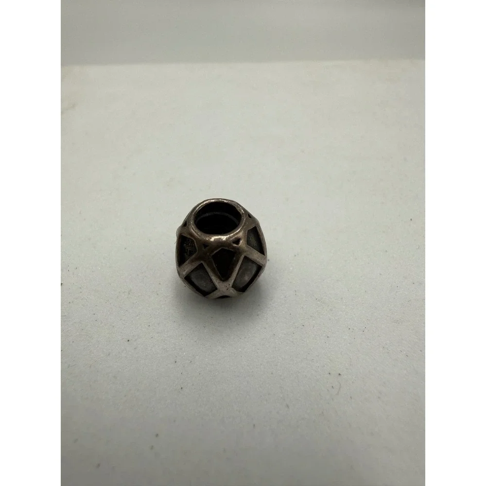 Pandora Sterling Silver Geometric Lattice Web Cage Charm Bead S925 ALE Oxidized